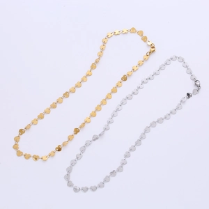 18k gold plated stainless steel heart chain necklace set in gold and silver finishes