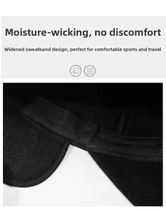 Detail of a winter baseball cap showing the widened moisture-wicking sweatband design
