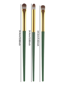 Detailed size specifications for 3pcs professional eye shadow and eyeliner makeup brushes
