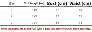 Size chart for V-neck lace dress with sleeve length, bust, and waist measurements