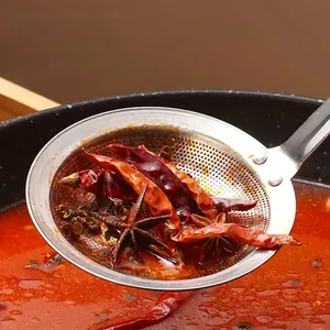 304 stainless steel fine mesh skimmer spoon filtering oil and grease from soup