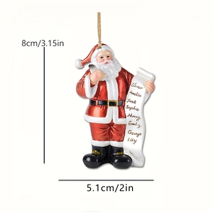 Décoration de Noël Père Noël en acrylique pour voiture avec rouleau de noms personnalisés