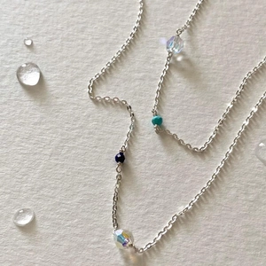 925 Sterling Silver Necklace With Turquoise And Zircon Minimalist Geometric Chain For Women Elegant Accessory
