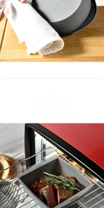 Detail view of heat-resistant silicone baking pans being used in the oven and fridge