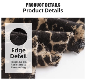Close-up of leopard print scarf showing durable tassel edge and fine textile weaving