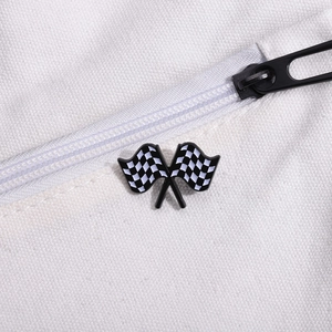 Racing checkered flag enamel pin made of metal alloy for clothing and bags decoration