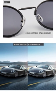 Detail of comfortable silicone nose pads and polarized lens effect for steampunk sunglasses