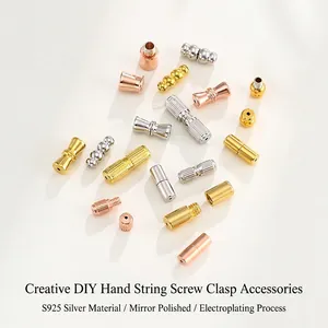 S925 Sterling Silver Screw Clasps Connectors 18K Gold Plated Threaded Barrel For DIY Necklace Bracelet Jewelry Making
