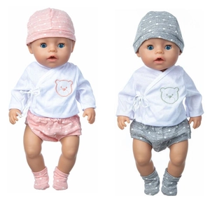 Doll Clothes Outfits Bear Embroidery Polka Dot Hat Top Shorts Socks Accessories For American Girl Dolls