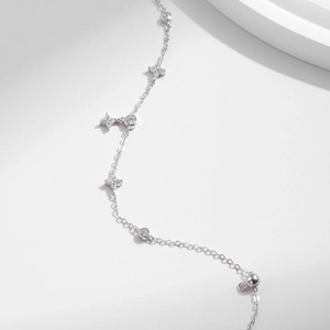 Elegant S925 sterling silver clover bracelet with sparkling zircon stones for women
