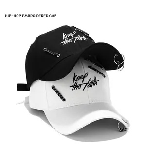 Cappello Da Baseball Cotone Ricamo Keep The Faith Anello Di Metallo Streetwear Punk Protezione Solare Unisex