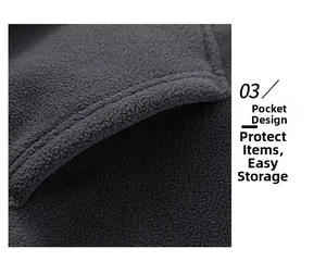 Detail of fleece jacket side pocket with durable stitching and warm textured fabric