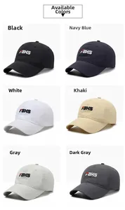 Detailed grid view of assorted quick-dry baseball caps with FBKS embroidery in six colors