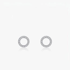 Boucles D'oreilles Puces Rondes En Argent Sterling 925 Pour Femmes Géométriques Pavées De Zirconium Bijoux Cercle