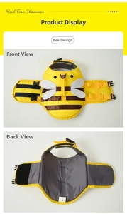 Détail du gilet de sauvetage pour chien abeille jaune avec sangles réglables et ailes