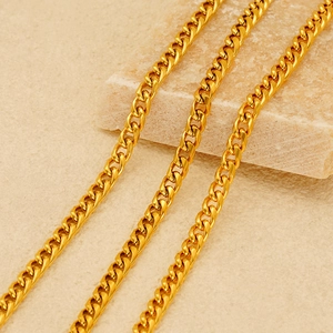 Classic minimalist 18K gold plated stainless steel curb chain necklace for women