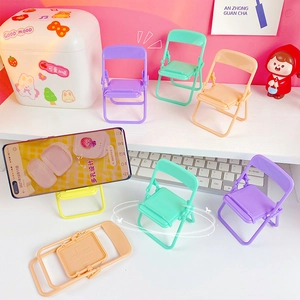 Cute macaron color folding chair phone stand for desk decoration in various pastel shades