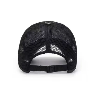 Breathable black full mesh baseball cap for men and women featuring adjustable back buckle