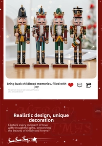 Set of four traditional wooden nutcracker soldier figurines for Christmas decor