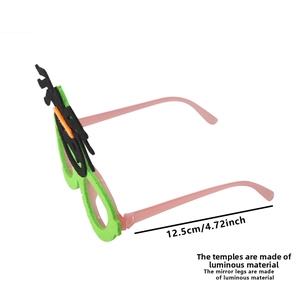 Close-up of luminous material glasses leg and green felt frame for Halloween party