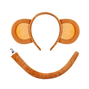 Pluche aap kostuum set met oren hoofdband en lange staart voor Halloween verkleedfeest