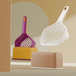 Modern cat litter scoop set with storage base for tofu litter cleaning in various colors