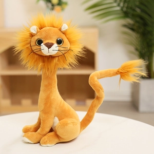 Soft Plush Animal Toy Long Neck Poseable Tiger Lion Dog Cat Home Decoration Cute Doll