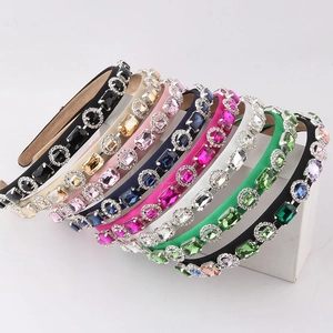 Fashionable slim headbands with colorful rhinestones in multiple vibrant colors for women