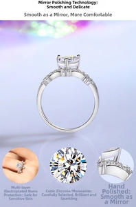 Detail view of crown ring showing S925 silver polishing and 8A cubic zirconia stone
