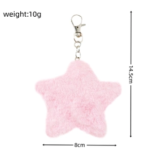 Pink plush star keychain dimensions showing 14.5cm length and 10g weight details
