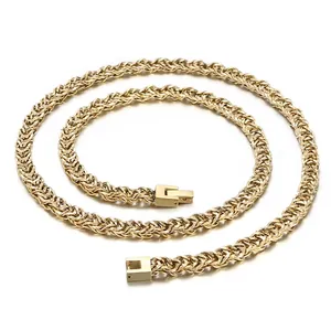 Collier Chaîne Tressée Acier Inoxydable Maillon Blé Dense Hip Hop Punk Bijoux Minimalistes Pour Hommes Boucle Carrée