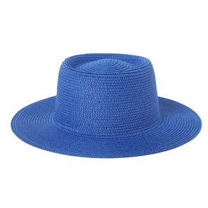 Boater Hat Straw Weave Sun Protection Summer Beach Wide Brim Flat Top Breathable Adjustable Outdoor For Men Women