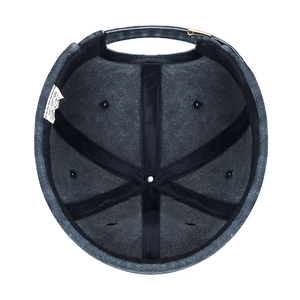 Internal view of washed cotton docker cap featuring 6-panel structure and 100% cotton label