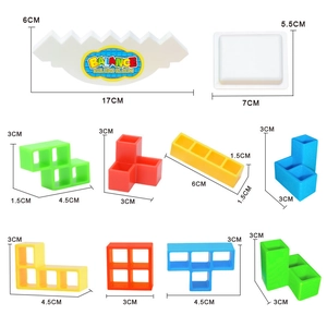 Educational Tetris balance building blocks set with dimensions and colorful pieces