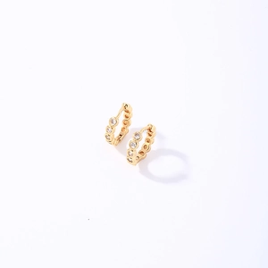 Classic 18K gold-plated huggie hoop earrings with micro-pave round cubic zirconia stones