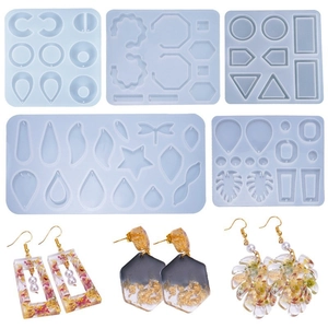 Silicone Earring Pendant Molds DIY Resin Casting Jewelry Making Geometric Heart Leaf Water Drop Shapes Flexible Tool