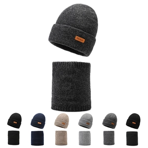 Winter Knit Beanie Hat And Neck Warmer Ear Protection Thicken Acrylic Warm Windproof Outdoor Casual For Men Women
