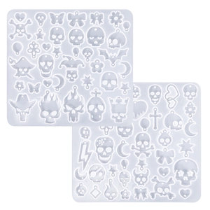 DIY skull and heart silicone earring molds for making translucent resin jewelry pendants