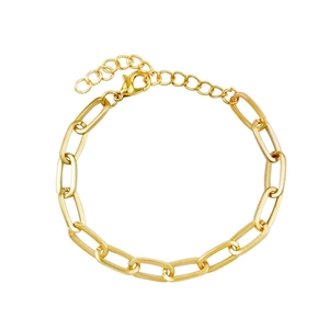 Minimalist golden paperclip link chain bracelet with lobster clasp and extension chain