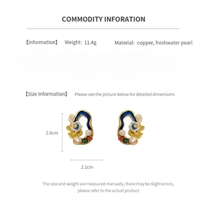 Detailed size and material specs for vintage flower earrings with freshwater pearls