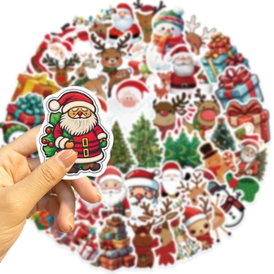 Close-up of Santa Claus sticker from a 50-piece waterproof Christmas decal set