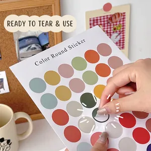 Morandi color dot stickers set for scrapbooking and wall decoration shown in lifestyle use