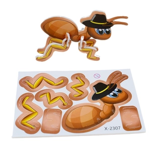 Detailed 3D ant puzzle showing the assembled cartoon insect and parts board X-2307