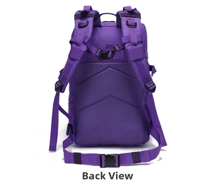 Breathable honeycomb mesh back panel and padded straps of the purple tactical backpack