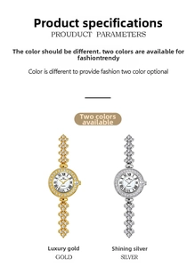 Macro shot of gold and silver quartz watches featuring luxury rhinestones and Roman numerals