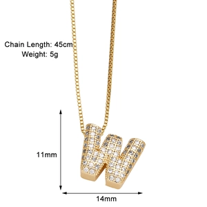 Details zum W-Anhänger mit Maßen 11x14mm und 45cm vergoldeter Halskette