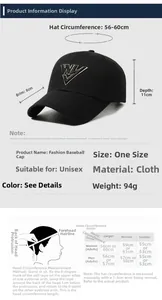Detaillierte Größentabelle für Baseballkappen mit 56-60 cm Umfang und Messanleitung