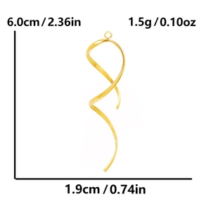 Elegant 304 stainless steel golden ribbon pendant with dimensions of 6.0cm by 1.9cm