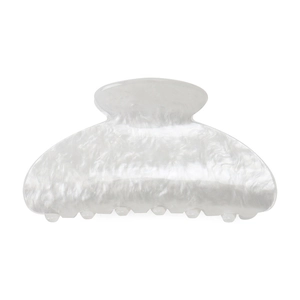 Grande pince à cheveux en acrylique blanc perle avec finition gelée brillante