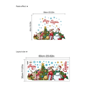 Detailed layout size and paste effect for Christmas tree and snowman PVC wall stickers